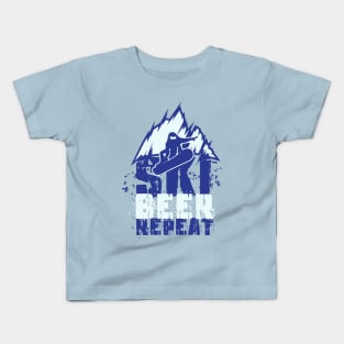 Ski Beer Repeat - Funny skiing gift Kids T-Shirt